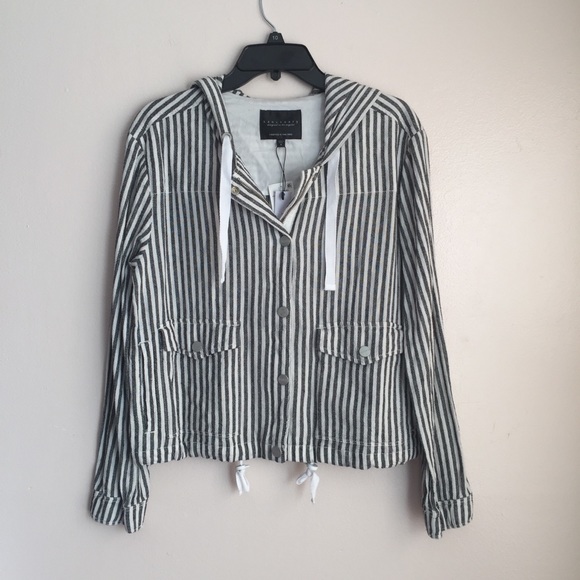 NWT Sanctuary Nova Hooded Linen Jacket Tiki Stripe - Picture 3 of 8